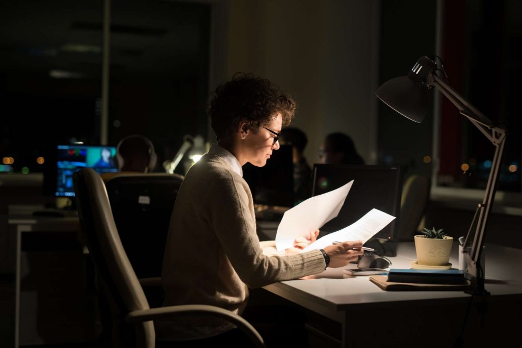 Woman Working at Night